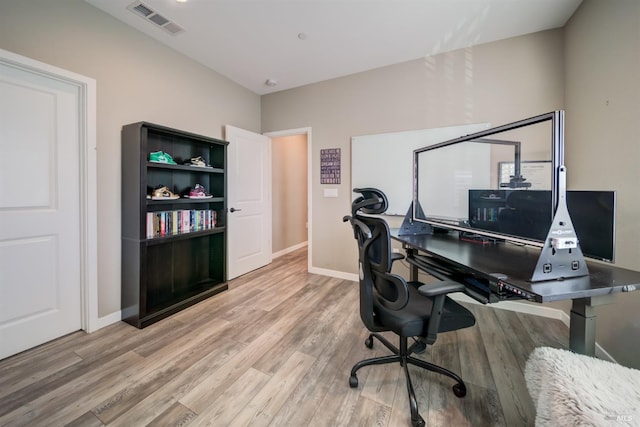 office featuring light wood-type flooring