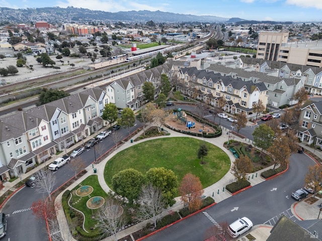 aerial view with a mountain view