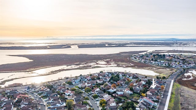 view of aerial view at dusk