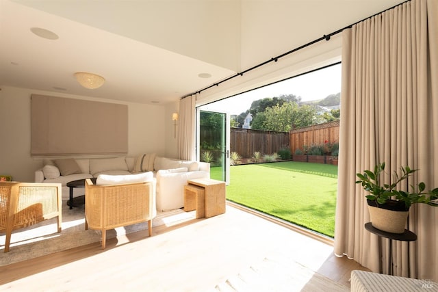 doorway to outside featuring light hardwood / wood-style flooring