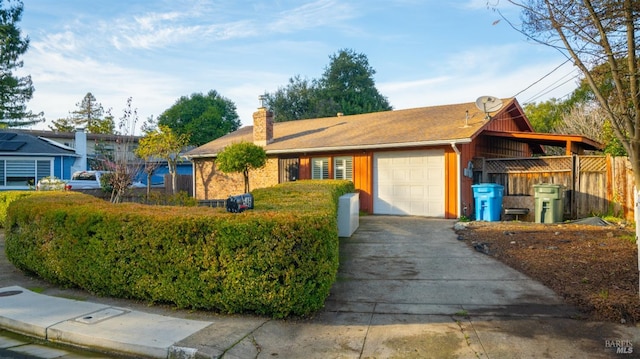 single story home with a garage