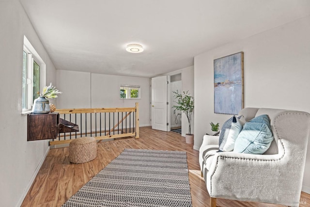 sitting room featuring light hardwood / wood-style floors