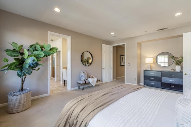 20 Oak Grove Dr, Novato, CA 94949 - bedroom featuring baseboards, visible vents, recessed lighting, and light carpet