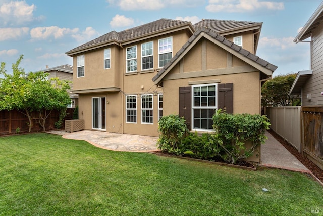 20 Oak Grove Dr, Novato, CA 94949 - back of property with a fenced backyard, stucco siding, a yard, and a patio