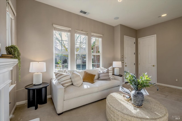 20 Oak Grove Dr, Novato, CA 94949 - living room featuring recessed lighting, baseboards, and visible vents