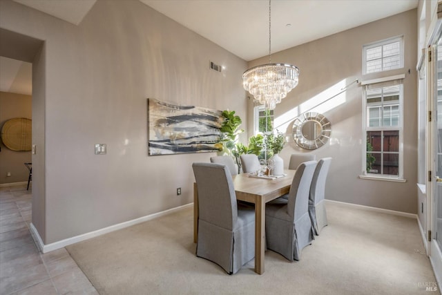 20 Oak Grove Dr, Novato, CA 94949 - dining space featuring baseboards, visible vents, and an inviting chandelier