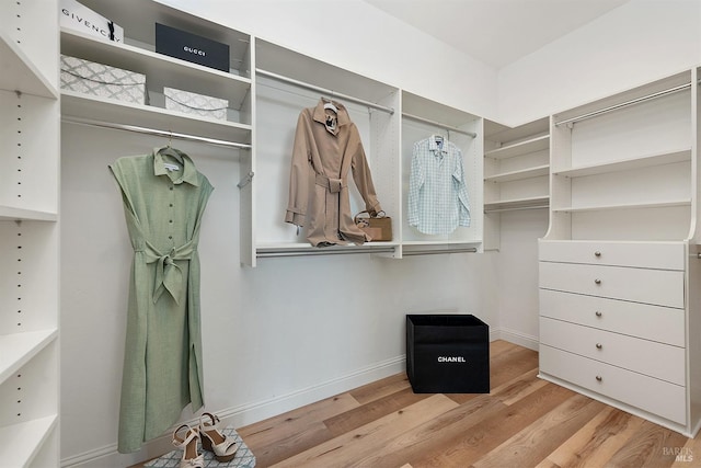 spacious closet with light wood-type flooring