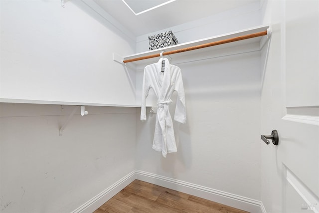 spacious closet featuring hardwood / wood-style flooring