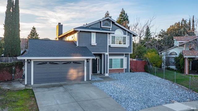 front facade with a garage