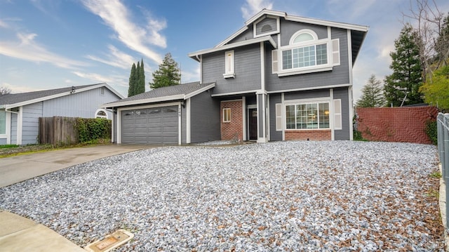 front facade with a garage