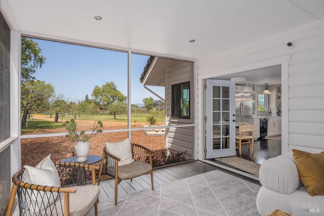sunroom with french doors