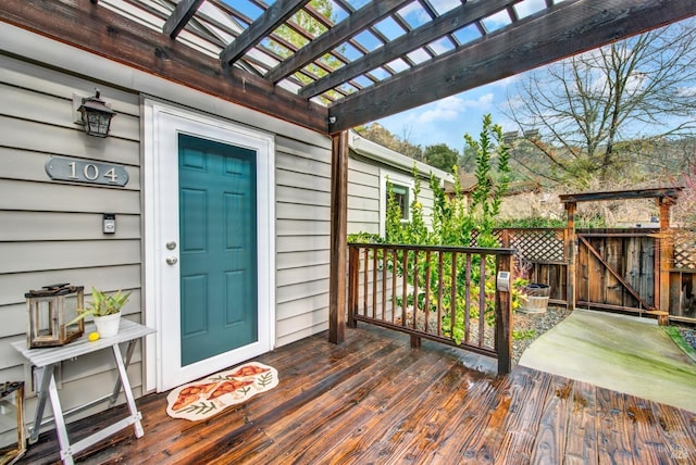 deck featuring a pergola