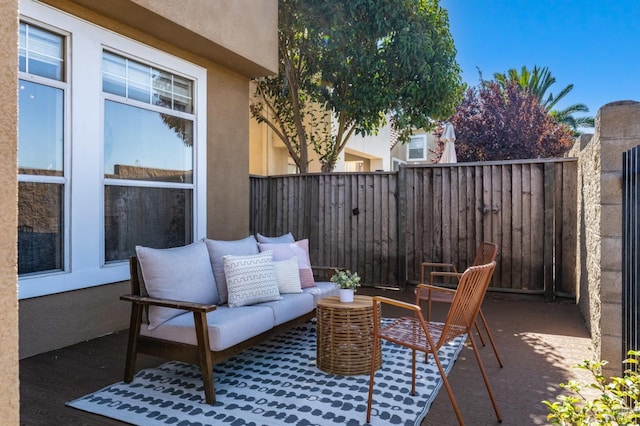 view of patio with an outdoor hangout area