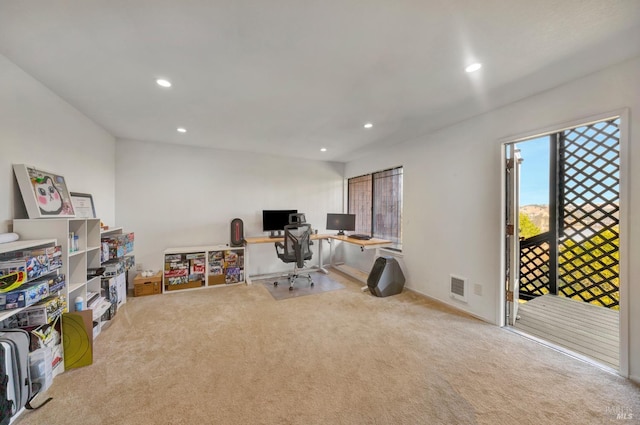 office area featuring carpet floors