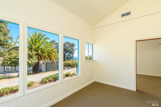 unfurnished sunroom with vaulted ceiling