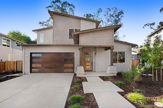 contemporary home featuring a garage