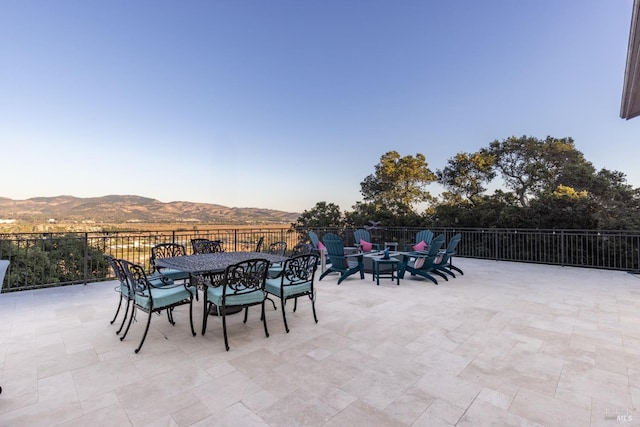 view of patio featuring a mountain view