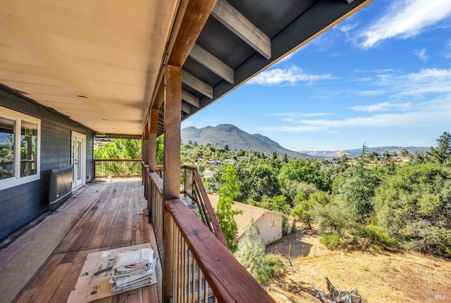 deck with a mountain view