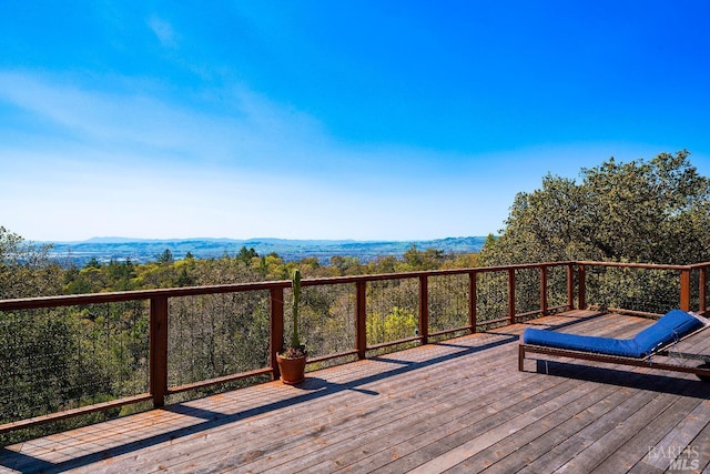 deck featuring a mountain view