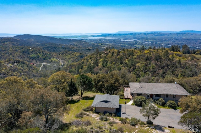 drone / aerial view with a mountain view