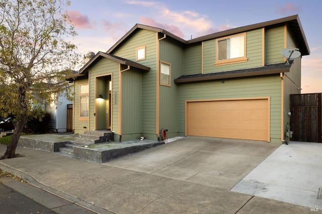 view of front of house with a garage