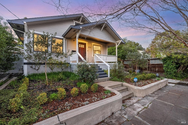 view of front of home with a porch