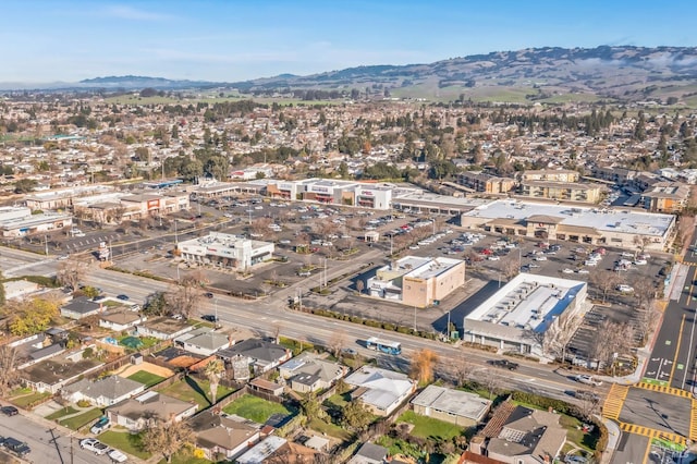 birds eye view of property featuring a mountain view