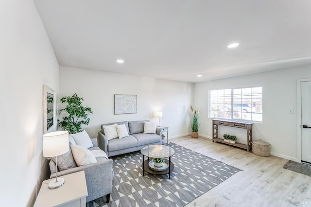 living room featuring light wood-type flooring