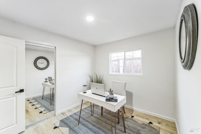 office featuring light wood-type flooring