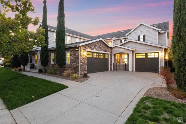 view of front of home with a garage