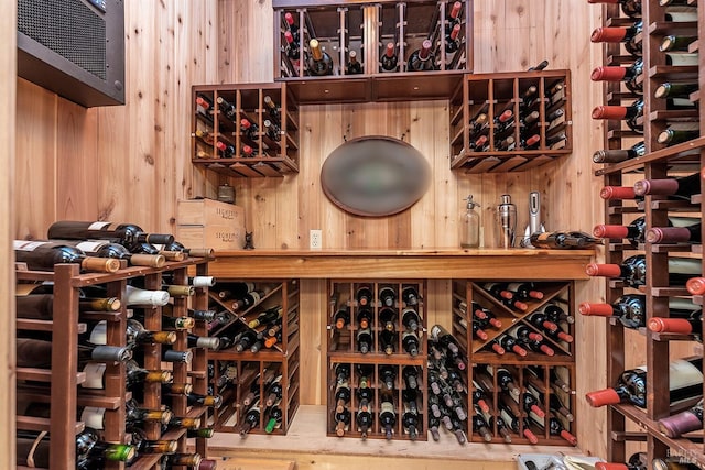 wine area with wooden walls