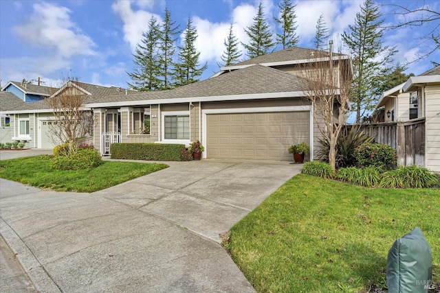 view of front facade with a garage and a front yard