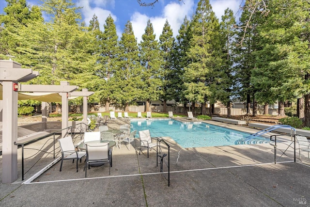 view of swimming pool featuring a patio