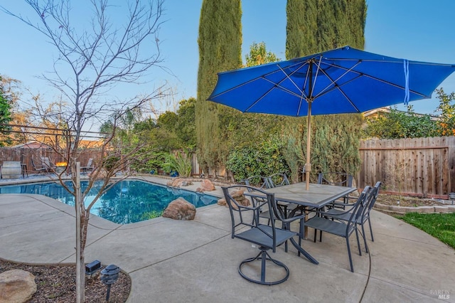 view of swimming pool with a patio