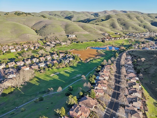 drone / aerial view with a mountain view