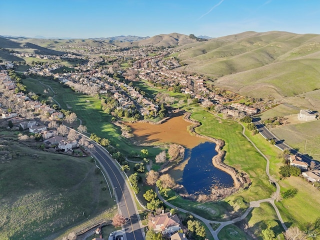 bird's eye view with a mountain view