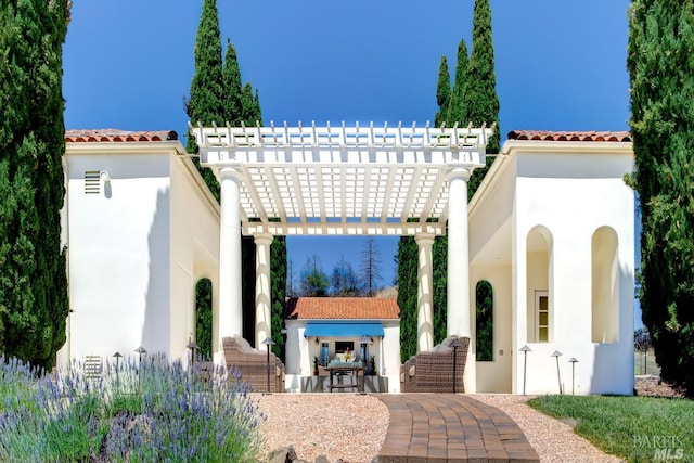 view of patio / terrace featuring a pergola