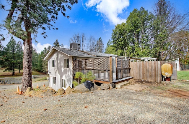 view of front facade with fence and a deck