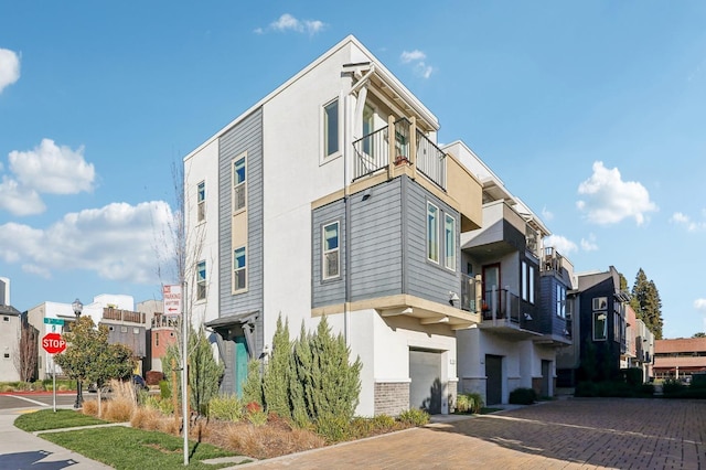 view of building exterior with a garage