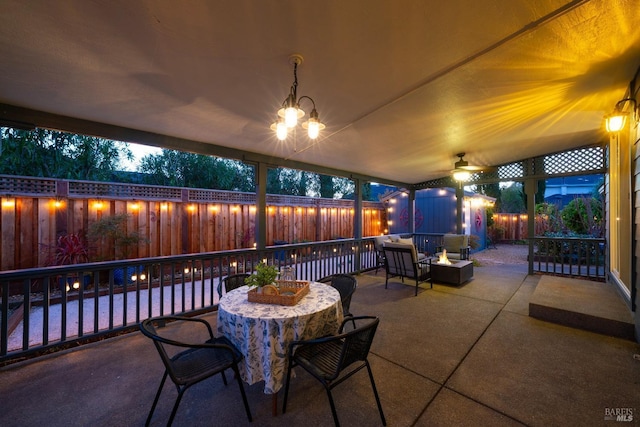 view of patio featuring a fire pit