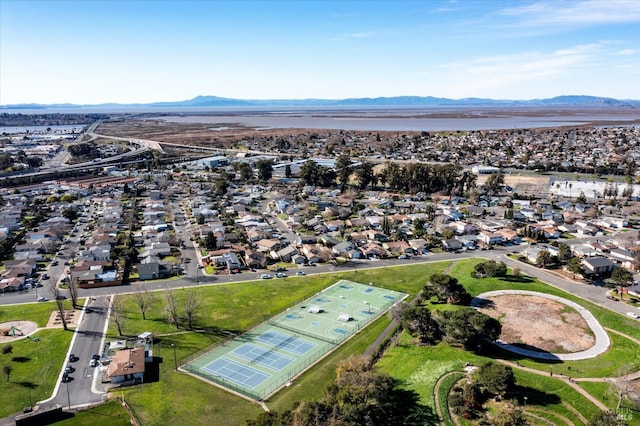 aerial view with a mountain view