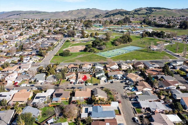 drone / aerial view with a mountain view