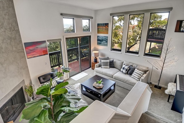 living room featuring carpet floors