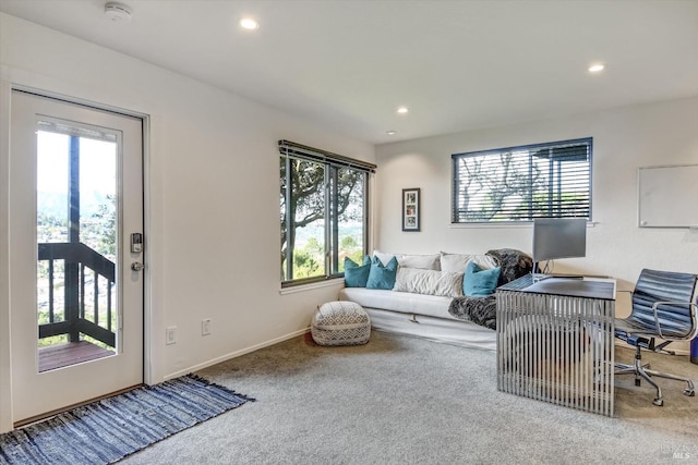 living room featuring carpet flooring