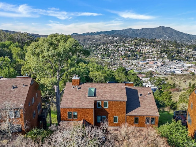 aerial view with a mountain view