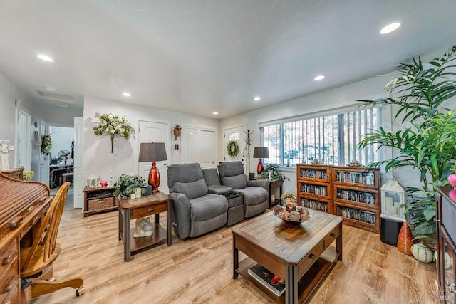 living room featuring light hardwood / wood-style flooring