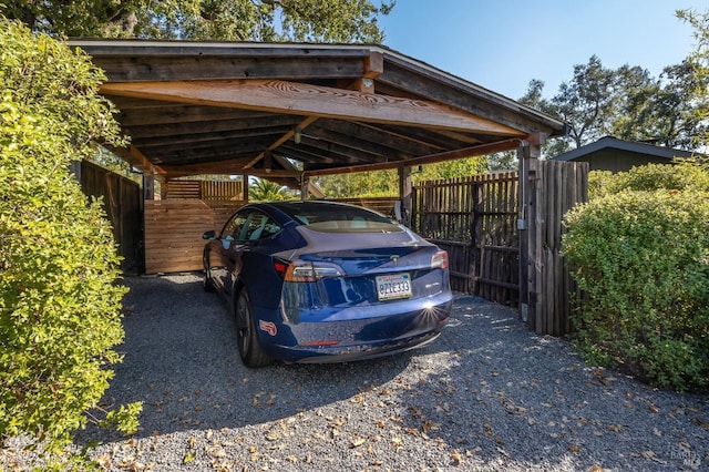 view of car parking with a carport