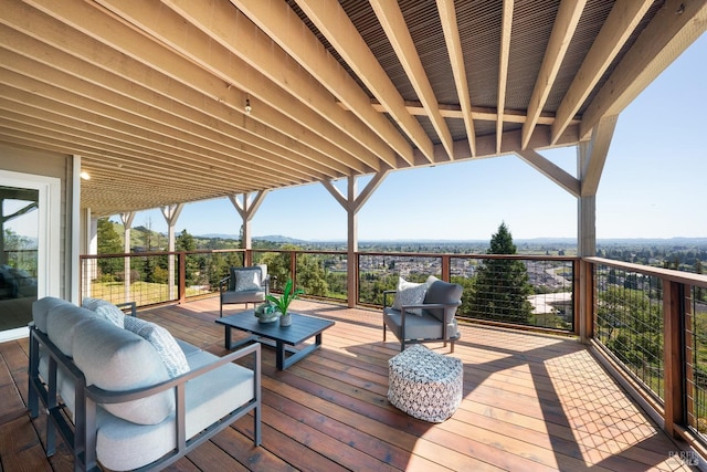 deck featuring an outdoor living space