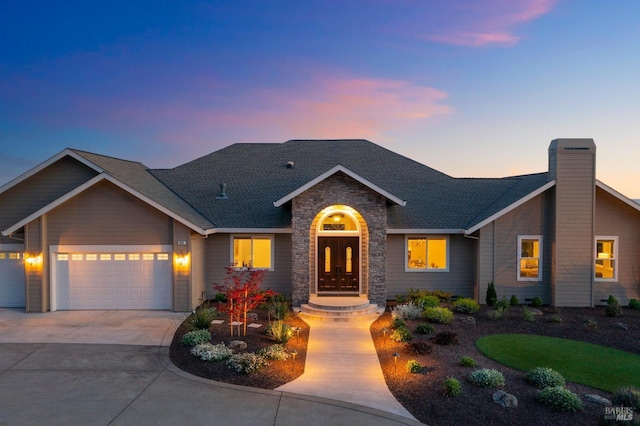 view of front facade with a garage