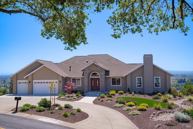 single story home featuring a garage